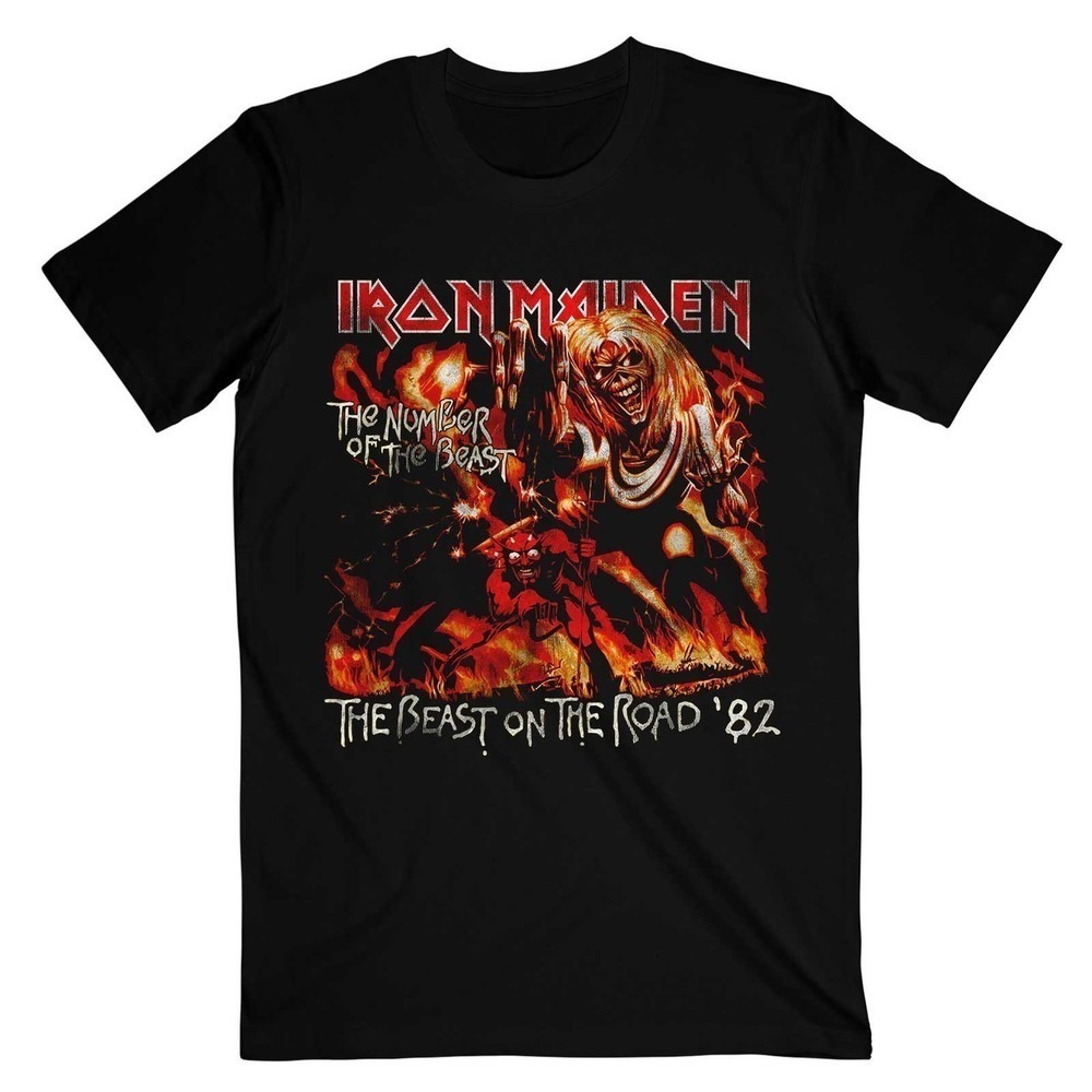Iron Maiden Unisex Tshirt Number Of The Beast The Beast On The Road